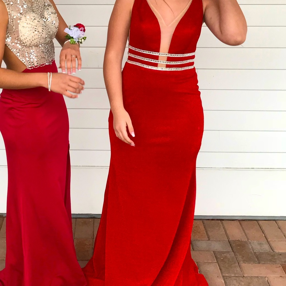 Beautiful red shimmer mermaid formal event dress. Worn once. Like new.